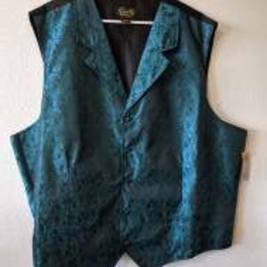 Scully Mens'  Western Paisley Vest, Teal, 3XT
